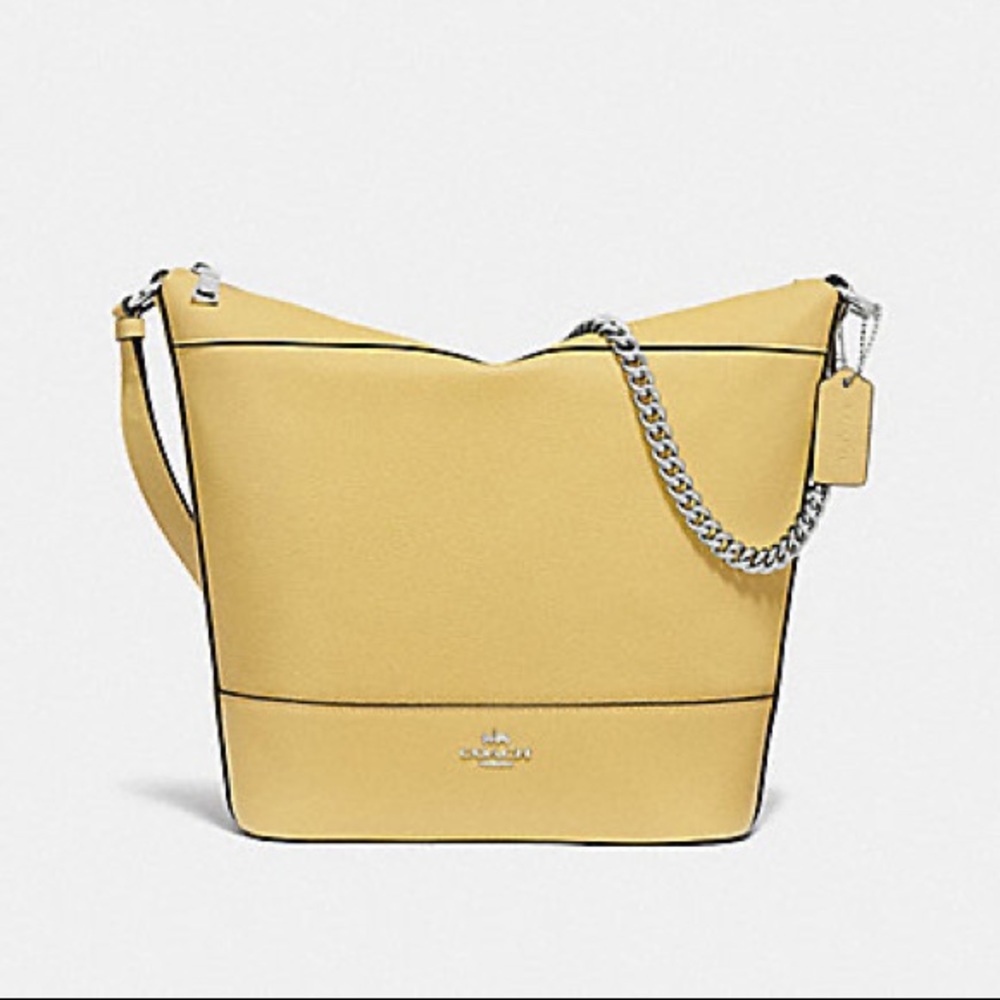 Coach Women's Yellow Leather Hobo Bag with Chain Strap